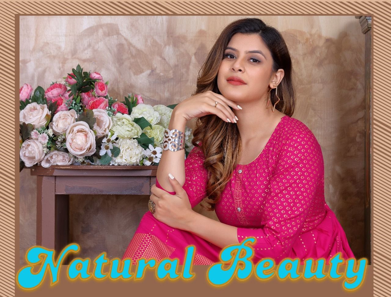 Golden Natural Beauty 1 New Fancy Wear rayon Designer Kurti Collection